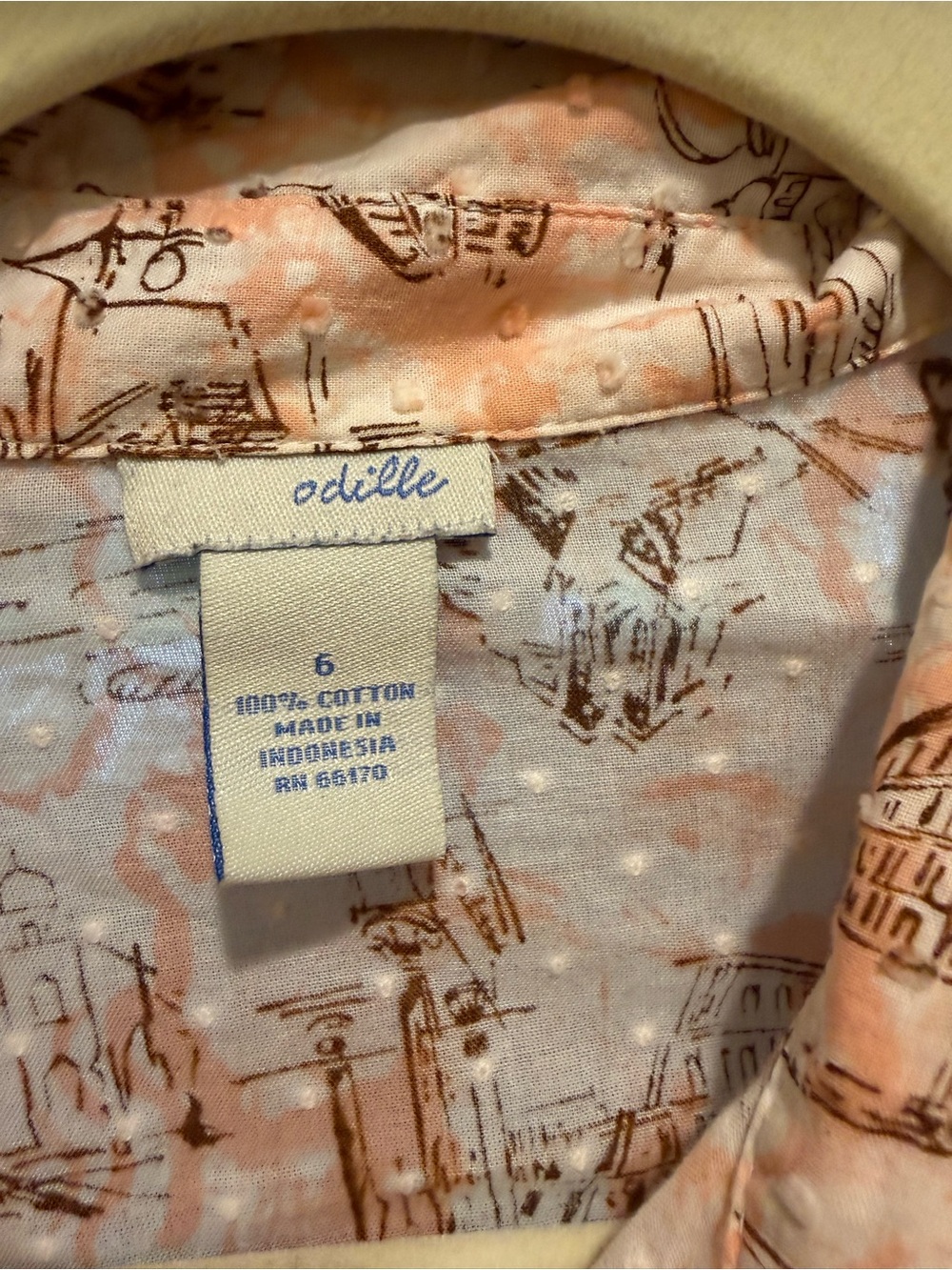 Odille Peach Printed Button-Down Shirt - Picture 5 of 7